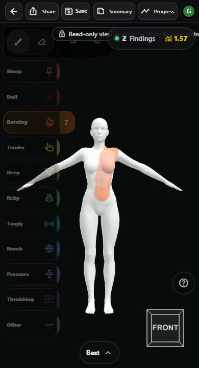 Best, Typical, and Worst symptom maps are brought together in the read-only composite view.